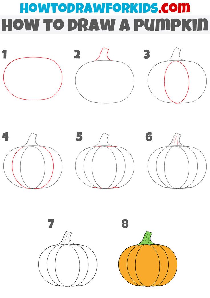 how to draw a pumpkin step by step instructions for kids and beginners with pictures