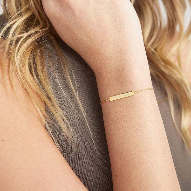 gorjana Jewelry | Bespoke Name Plate Bracelet Dainty Hypoallergenic Jewelry In Recycled Gold, Dainty Hypoallergenic Recycled Gold Jewelry, Everyday Hypoallergenic Recycled Gold Jewelry, Simple Stackable Jewelry In Recycled Gold, Adjustable Minimalist Bracelets In Recycled Gold, Minimalist Adjustable Recycled Gold Bracelets, Simple Stackable Recycled Gold Jewelry, Minimalist Adjustable Bracelets In Recycled Gold, Classic Adjustable Recycled Gold Jewelry