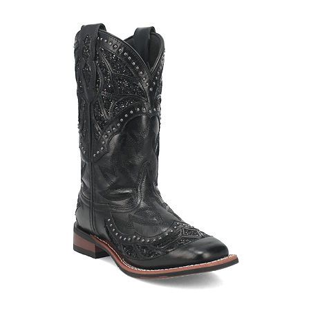 For a boot that goes beyond expectations, look no further than the all-leather Eternity boot in black from Laredo cowboy approved. A dazzling underlay design makes this 11-inch boot a stand-out in any situation. It comes with a broad flat toe, stockman heel and removable orthotic insert for long-lasting comfort.Closure Type: Pull OnShaft Circumference: 12 InchesBoot Shaft Height: 11 InchesShoe Heel Height: 1 InchUpper/Outer Base Material: 100% LeatherShoe Lining Material: PolyesterSole Material Heel Cowboy Boots, Cowboy Boots Black, Boots Cowboy, Boots Black, Cowboy Boots, Black Boots, Heel Height, Cowboy, Long Lasting