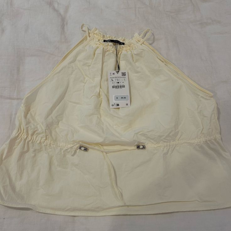 Never Worn, Cream, Adjustable Waist Zara Cream Sleeveless Top, Zara Sleeveless Cream Top, Zara Cream Top For Beach, Zara Cream Tops For The Beach, Zara Beige Summer Tops, Zara Yellow Summer Top, Zara Yellow Tops For Day Out, Yellow Zara Tops For Day Out, Summer Beige Tops For Daytime