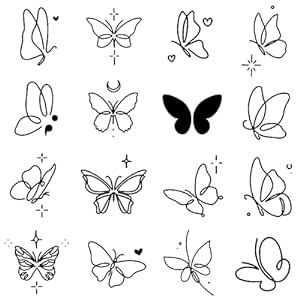 the different types of butterflies are shown in black and white, with hearts on them