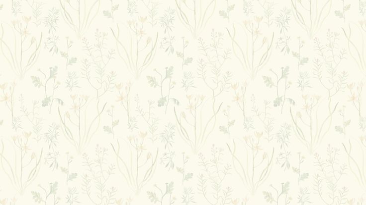 a white wallpaper with green and yellow flowers on the top of it, in front of a beige background