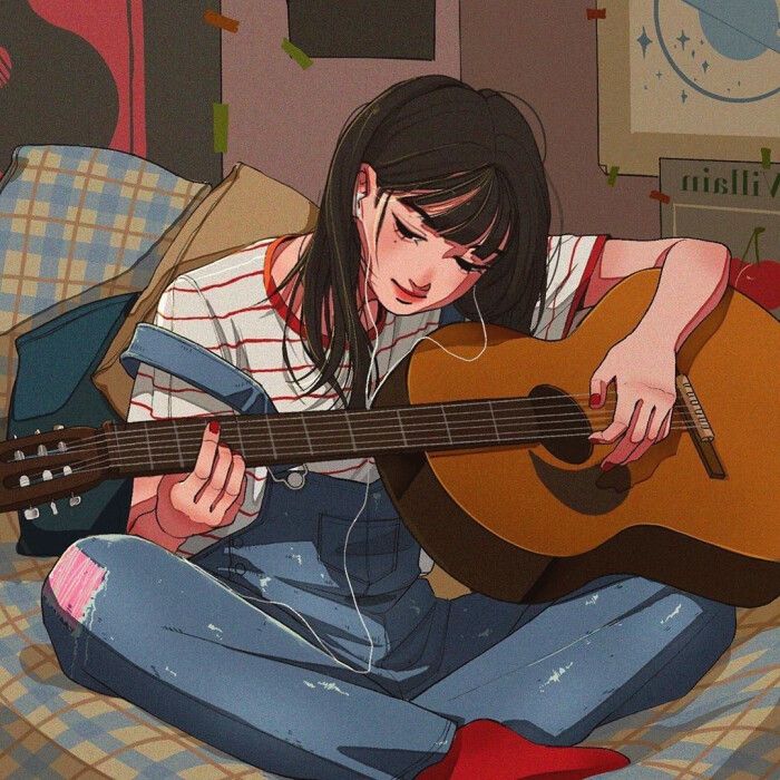 Acoustic Guitar, A Girl, Guitar