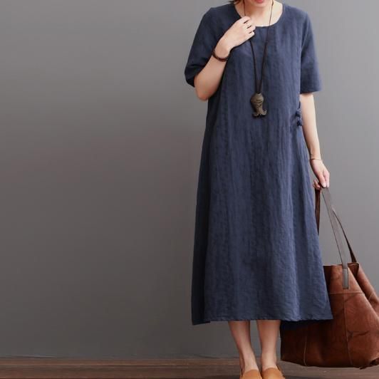 Navy summer linen dress plus size linen maxi dresses sundress - Omychic Cotton Midi Dress With Relaxed Fit, Casual Cotton Midi Dress In Solid Color, Casual Cotton Midi Dress Solid Color, Casual Solid Color Cotton Midi Dress, Cotton Solid Color Midi Dress For Beach, Beach Cotton Midi Dress In Solid Color, Navy Cotton Midi Dress For Spring, Cotton Shift Midi Dress In Solid Color, Navy Cotton Casual Dress