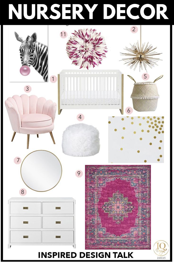 nursery decor with pink and gold accents