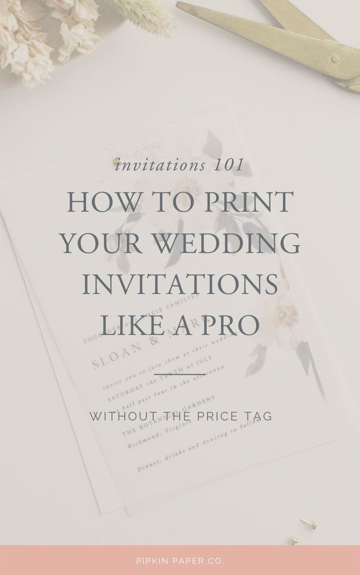 wedding stationery with flowers and scissors on it, the text says how to print your wedding