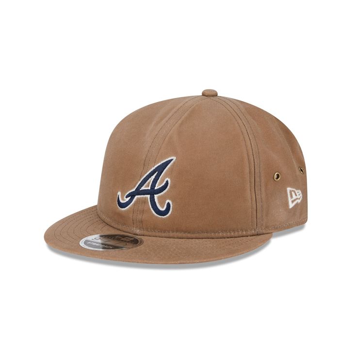 The Atlanta Braves Waxed Canvas Khaki Retro Crown 9FIFTY Adjustable Hat features an embroidered Braves logo at the front panels with eyelets on each side with an adjustable D-Ring closure at the rear. Adjustable Curved Brim Hats For Fan Gear, Adjustable Curved Brim Fan Gear Hats, Collegiate Curved Brim Snapback Hat For Outdoor, Brown Snapback Hat For Baseball Season Streetwear, Adjustable Brimmed Snapback Hat For Streetwear, Adjustable Flat Bill Hats For Fan Gear, Adjustable Flat Bill Hat For Fan Gear, Collegiate Cotton Hat With Flat Brim, Collegiate Cotton Flat Brim Hat