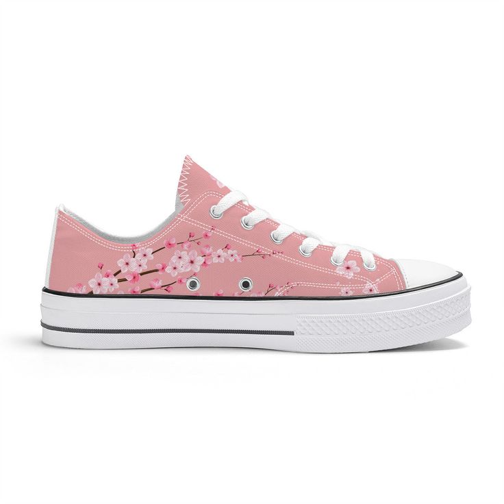 Pink Sakura Low Top Canvas Shoes Pink Sakura, Canvas Shoes Women, Footwear Collection, Unisex Shoes, Flat Sneakers, Japanese Culture, White Sneakers, Canvas Shoes, The Spirit