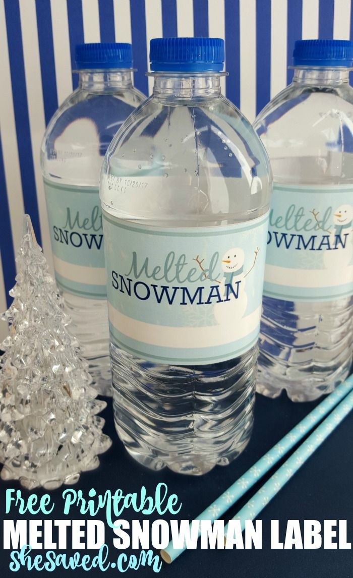 free printable water bottle labels for snowman party