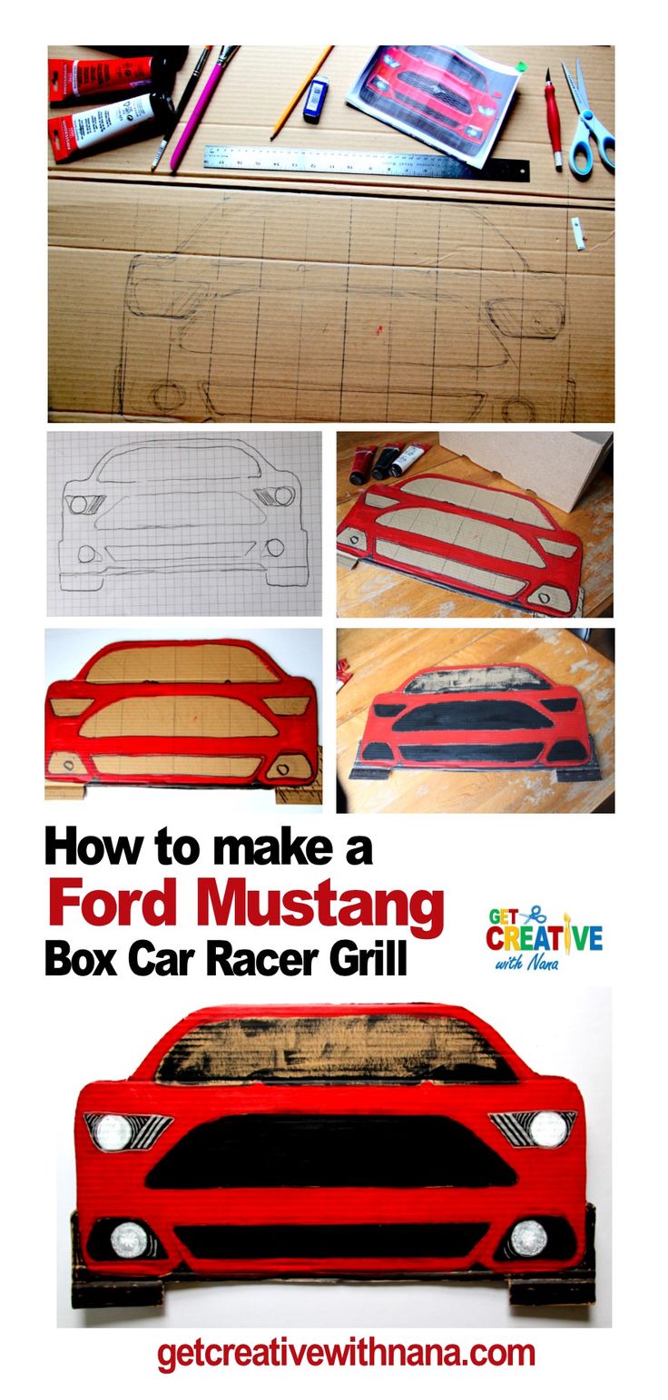 how to make a ford mustang box car racer grill with pictures and instructions on it