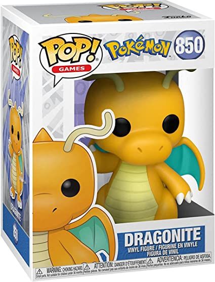 the pop vinyl figure has a yellow dragon on it's head and is in front of a white box