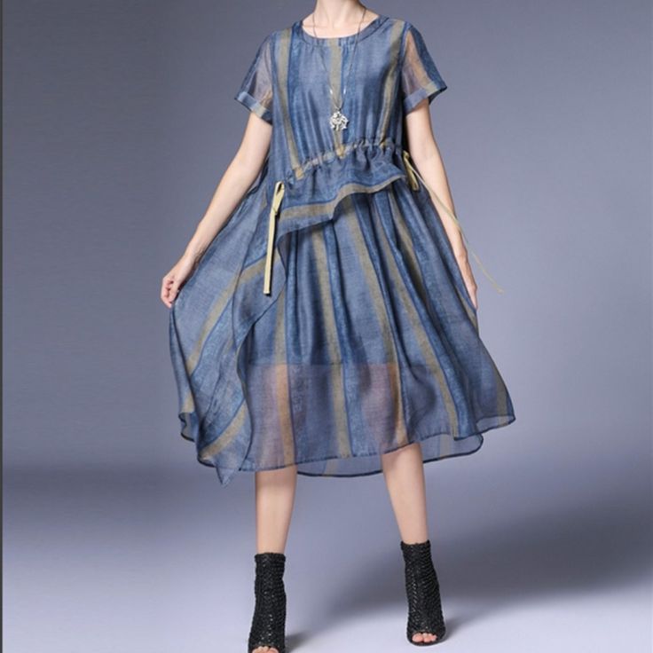 This Dress Is Made Of High Quality Material, Loose, Soft And Comfortable. Description: Color: Blue Material: Polyester Neckline: Round Neck Sleeve Length: Short Sleeve Dresses Length: Knee Length Sizes For Option As Below S Length:44.4"/113cm Bust:41.7"/106cm Shoulder:14.9"/38cm Sleeves:6.6"/17cm Hem:90.5"/230cm M Length:45.2"/115cm Bust:43.3"/110cm Shoulder:15.3"/39cm Sleeves:6.8"/17.5cm Hem:92.1"/234cm L Length:46"/117cm Bust:44.8"/114cm Shoulder:15.7"/40cm Sleeves:7"/18cm Hem:93.7 Sleeve Dresses, Summer Dress, Dress Length, Knee Length, Colorful Dresses, Short Sleeve Dresses, Round Neck, Color Blue, Midi Dress