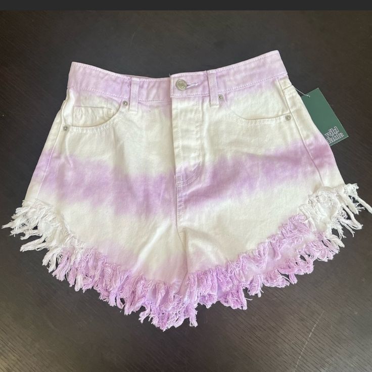 Nwt Wild Fable Purple&White Tie Dye, Button Fly, Fringe Hem, High Rise Jean Shorts. Size 00. 100% Cotton. Comes From A Smoke And Pet Free Home. Cotton Vacation Bottoms With Frayed Hem, Vacation Cotton Bottoms With Frayed Hem, Cotton Bottoms With Frayed Hem For Vacation, High Waist Cotton Jean Shorts For Vacation, High-waist Cotton Jean Shorts For Vacation, Cotton Beach Bottoms With Frayed Hem, Purple Cotton Beach Bottoms, Cotton Bottoms With Frayed Hem For Beach, Purple Cotton Bottoms For Beach