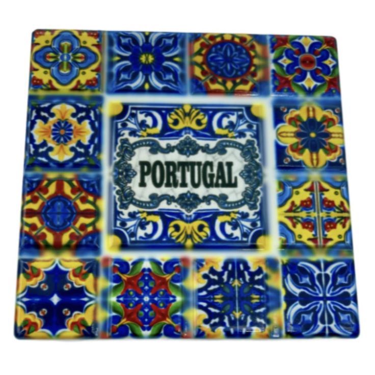 a colorful tile with the word portugal on it