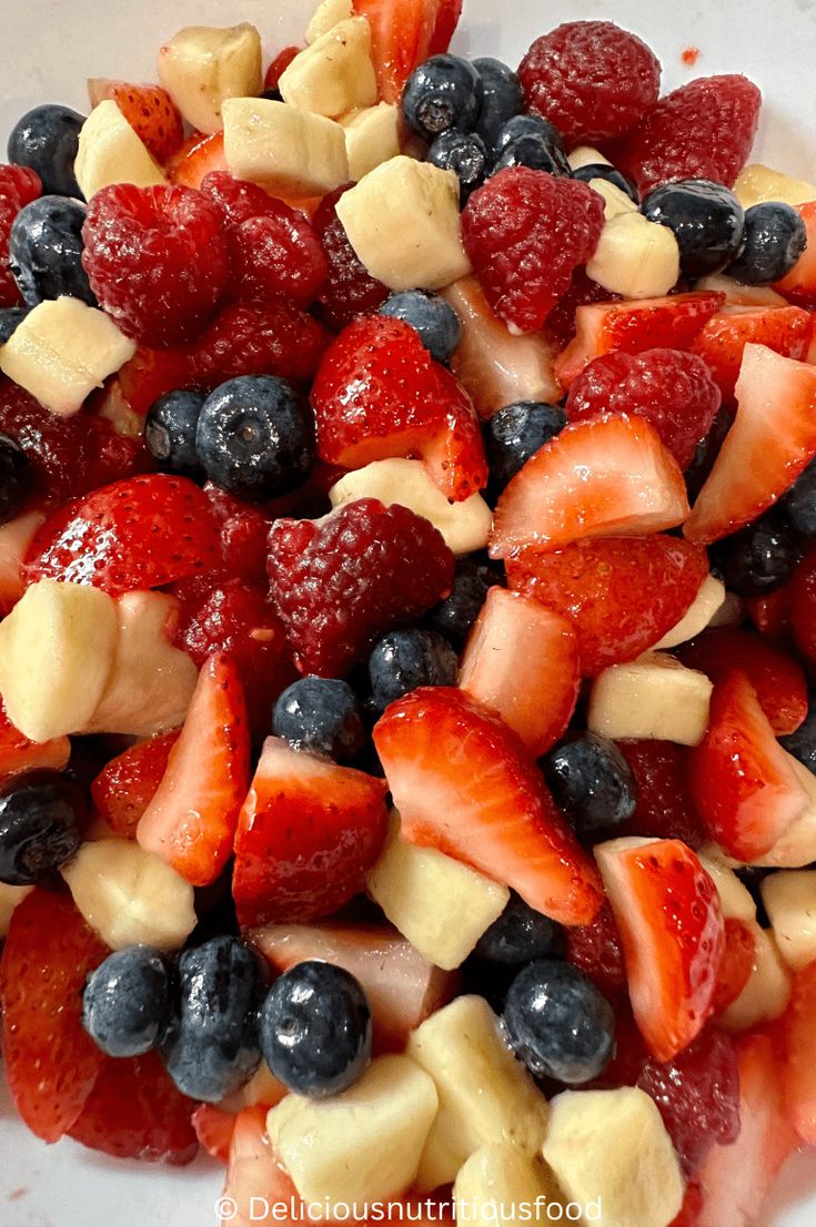 mixed fruit salad in a bowl ready to be eaten