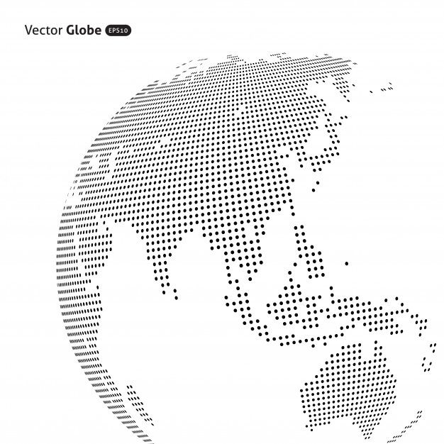 an abstract dotted globe in black and white