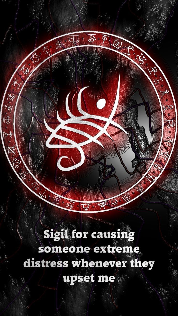 the zodiac sign is shown in red and black with an image of a demon's head