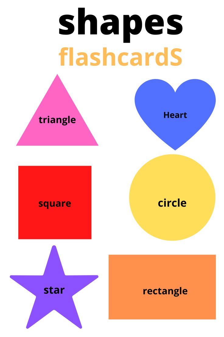 shapes flashcards with hearts, stars and circles to help students learn shapes in the classroom