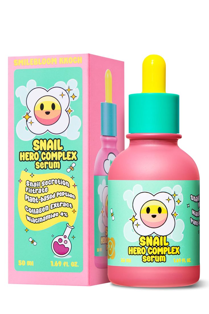 PRICES MAY VARY. [ LET YOUR SKIN BLOOM WITH SNAIL MAGIC ] : Smilebloom with Snail Hero Complex Facial Serum! Packed with 85% Snail Mucin, Collagen Extract, and Oat Peptide, it minimizes fine lines and unveiling radiant, dewy skin. Our advanced formula reduces skin imperfections for a visibly firmer, younger complexion. [ SLOW AGING & PROTECTION ] : Harness the rejuvenating power of Snail Secretion Filtrate for a radiant complexion. Designed to address troubled, sensitive, and dehydrated skin, th Cosmetic Products Design, Snail Moisturizer, Cute Skincare, Hydrating Face Serum, Snail Essence, Kids Skin Care, Moisturizer For Sensitive Skin, Vegan Collagen, Natural Face Skin Care