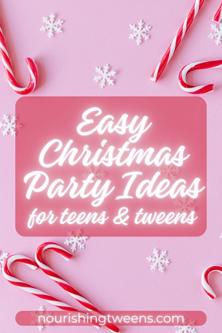 Easy Christmas Party Ideas for Teens and Tweens - Nourishing Tweens Teen Christmas Party Decorations, Christmas Party For Teens Ideas, Girls Xmas Party Ideas, Simple Christmas Party Ideas, Teenager Christmas Party Ideas, Teen Holiday Party Ideas, Christmas Slumber Party Ideas For Kids, Teenage Christmas Party Ideas, Teen Girl Christmas Party Ideas