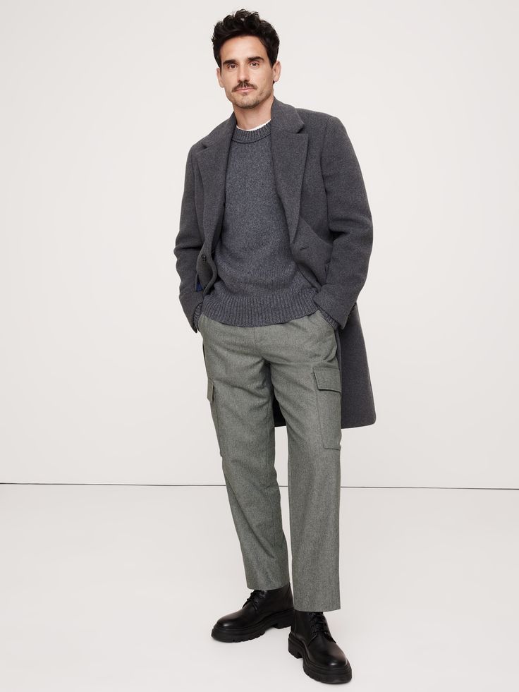 Look closely: these tailored cargo pants are cut in a Italian fabric we love for its use of warm wool.  Here, we put it to use in a silhouette that balances expert tailoring and comfort, thanks to hidden elastic at the waistband.  Mid-rise.  Tapered fit.  Cropped length.  Fabric from Italy's Alfa Fi mill.  Elastic waistband.  Zip fly with button closure.  Belt loops.  Front, back, and side cargo pockets.  Unlined.  Mid-rise.  Tapered fit.  Cropped length.  Inseam: Regular 28. 5" Model: Size 32, Winter Workwear Tapered Leg Dress Pants, Wool Dress Pants For Fall Workwear, Fitted Pants For Business Casual In Winter, Tailored Wool Tapered Leg Pants, Business Casual Dress Pants With Welt Pockets For Winter, Tailored Dress Pants For Workwear In Winter, Winter Business Casual Dress Pants With Welt Pockets, Tailored Winter Dress Pants, Fitted Bottoms With Straight Hem For Winter