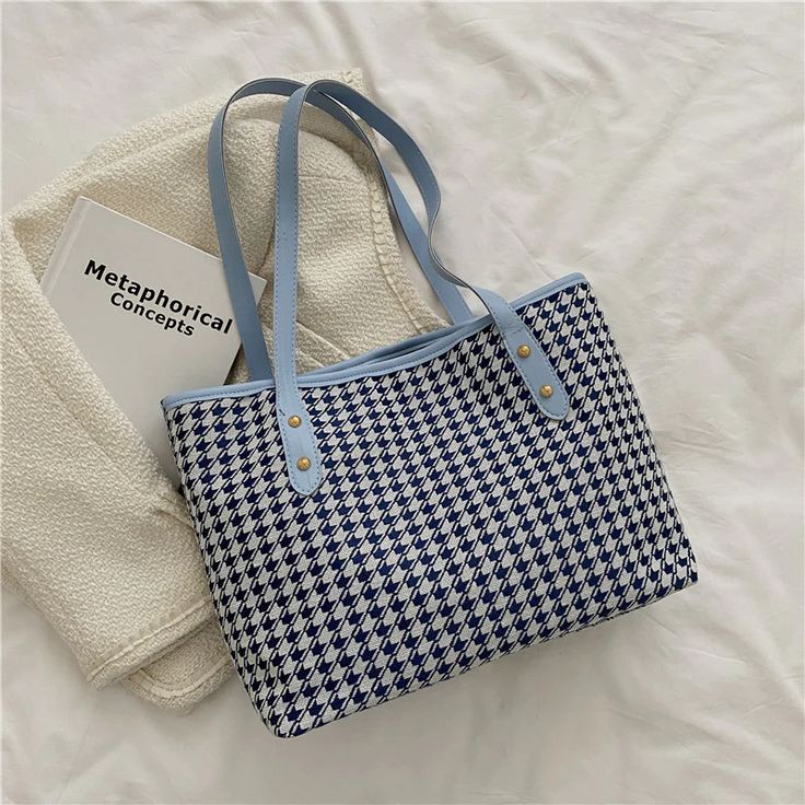 Houndstooth Shoulder Bag | Modern & Minimalist affordable women bags – Tristar Boutique Bags Game, Aesthetic Bags, Latest Bags, Trendy Tote Bags, Pretty Bags, Bag Trends, Plaid Fashion, Bag For Women, Step Up