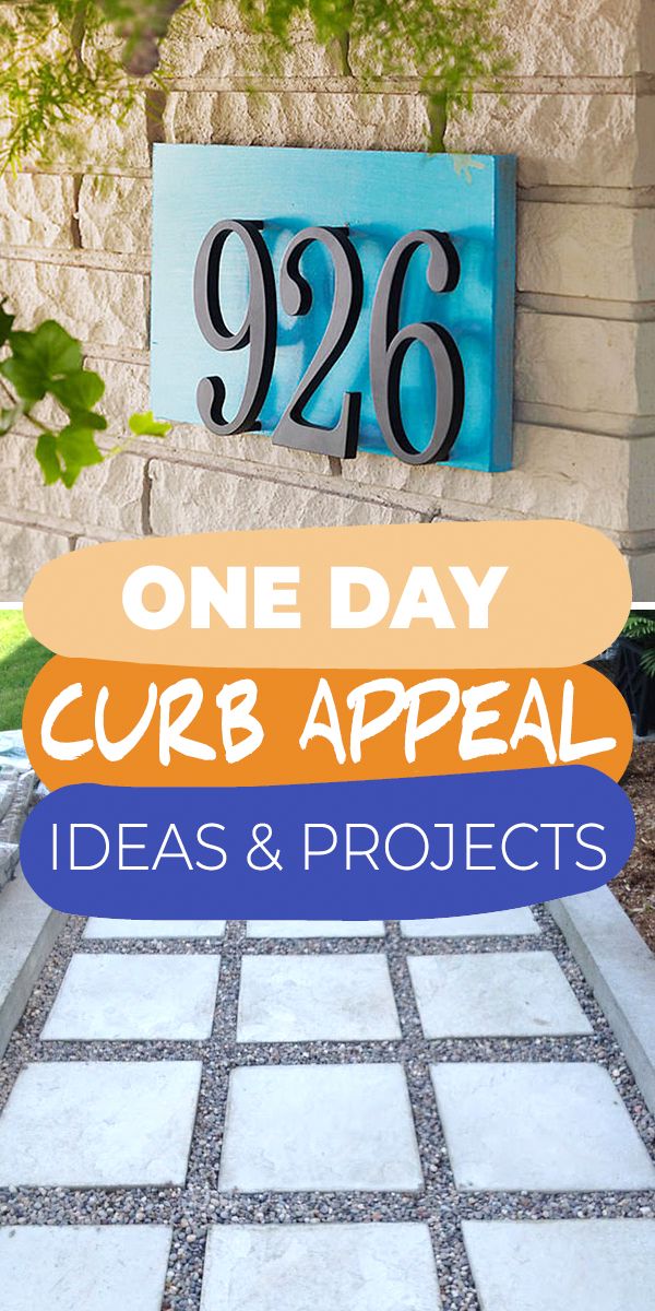 a sign that says, one day curb appeal ideas and projects