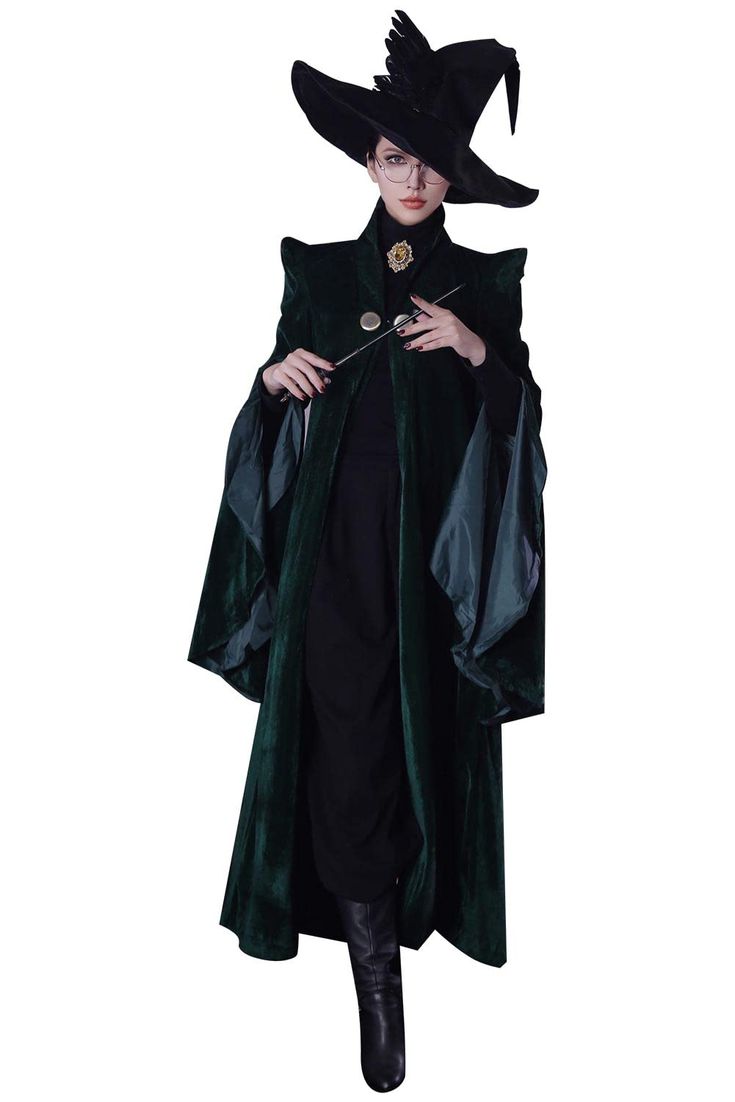 PRICES MAY VARY. Women Professor Costume Witch Cosplay Halloween Wizard Sorceress Cloak Robe Coat with Hat Wand. Materials: the robe are made of velvet fabric, high quality, soft and comfortable, hat is uniform cloth, and professor wand is made of resin, which ensures that the wand is not easy to break or bend. Include: Coat + Hat + Wand( NOT including feathers and brooches! ) Occasion: Perfect for cosplay, carnival, Halloween, comic-con, fancy dress party and other costume occasions Attention: Professor Costume, Dumbledore Costume, Professor Minerva Mcgonagall, Harry Potter Kostüm, Witches Costumes For Women, Halloween Costumes Women Creative, Most Creative Halloween Costumes, Minerva Mcgonagall, Wizard Costume