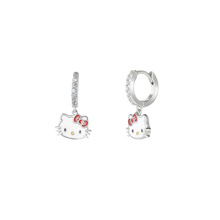 These adorable Hello Kitty sterling silver, cubic zirconia and enamel charm hoop earrings from Sanrio are sure to become a favorite pair in your jewelry collection. Click on this JEWELRY & WATCHES GUIDE to learn about fit, styles, materials and more! These adorable Hello Kitty sterling silver, cubic zirconia and enamel charm hoop earrings from Sanrio are sure to become a favorite pair in your jewelry collection. Click on this JEWELRY & WATCHES GUIDE to learn about fit, styles, materials and more Cute Sterling Silver Hoop Earrings, Enamel Huggie Jewelry Gift, Cute Sterling Silver Hoop Earrings For Pierced Ears, Cute White Huggie Jewelry, Nickel-free White Sterling Silver Huggie Earrings, Nickel Free White Sterling Silver Huggie Earrings, Hello Kitty Sterling Silver Jewelry Gift, Silver Hoop Enamel Jewelry, White Huggie Earrings As Gift