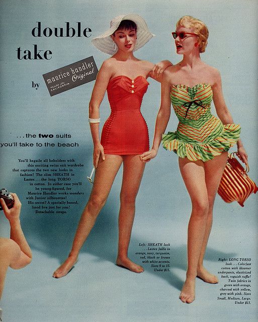 Maurice Handler swimsuits c.1955 Vintage Bathing Suits, Vintage Swim, Vintage Swimsuit, Fashion 1950s, Vintage Swimwear, Vintage Swimsuits, Double Take, Moda Vintage, Vintage Lingerie