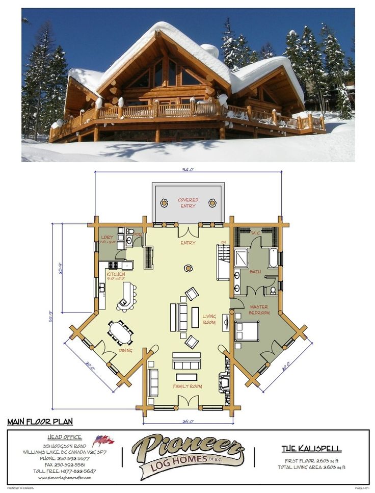 the floor plan for a log cabin with lofts and living quarters, in the snow