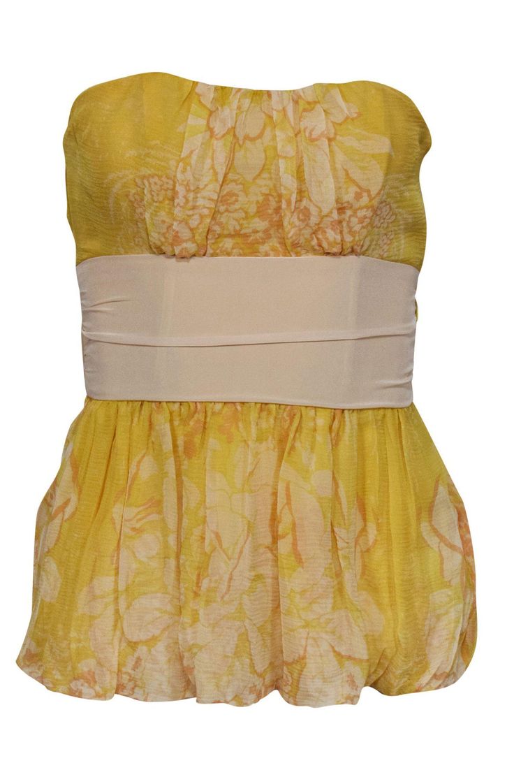 Current Boutique-Tracy Reese - Yellow Silk Strapless Top Sz 2 Yellow Silk, Weather Day, Tracy Reese, Be Cool, Silk Blouse, Warm Weather, Side Zipper, Strapless Top, All In One