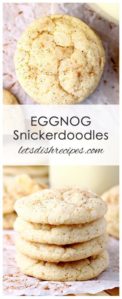 eggnog snickkerdoodle cookies are stacked on top of each other