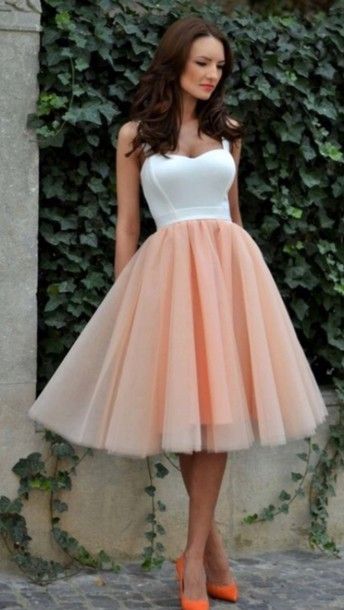 Two Tone Spaghetti Straps Tea Length Bridesmaid Dress Spring Bridesmaid Dress In Fitted Tulle, Champagne Homecoming Dresses, Top Prom Dresses, Robes Glamour, Tulle Homecoming Dress, Cheap Homecoming Dresses, Pink Party Dresses, Spaghetti Strap Prom Dress, Pink Homecoming Dress