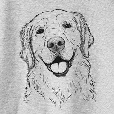 a black and white photo of a dog's face on a grey shirt with the words, happy