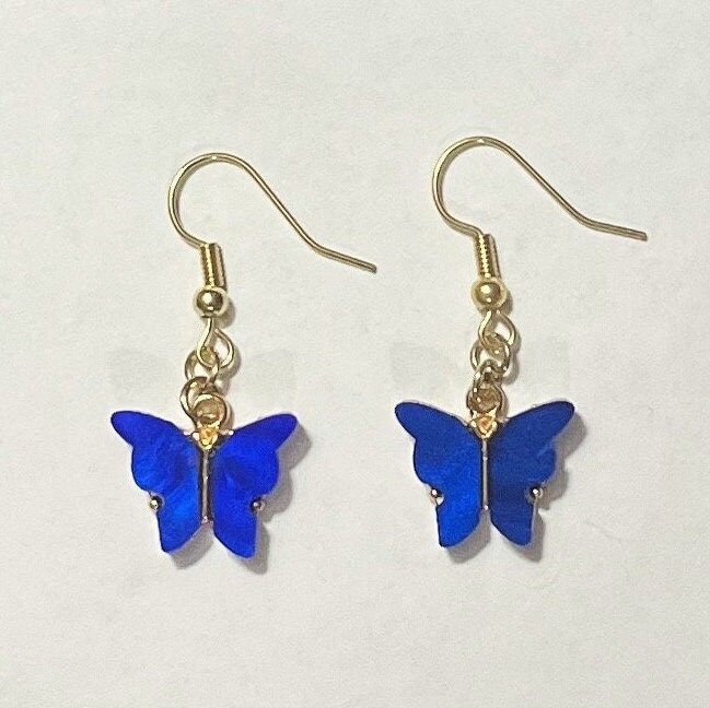 Handmade dangle earrings Casual Dangle Hoop Earrings As Gift, Casual Dangle Hoop Earrings For Gift, Casual Gold Drop Earrings, Casual Gold Hoop Earrings For Gift, Casual Gold Hoop Earrings As Gift, Casual Nickel-free Gold Earrings, Butterfly Dangle Earrings, Handmade Dangle Earrings, Butterfly Earring