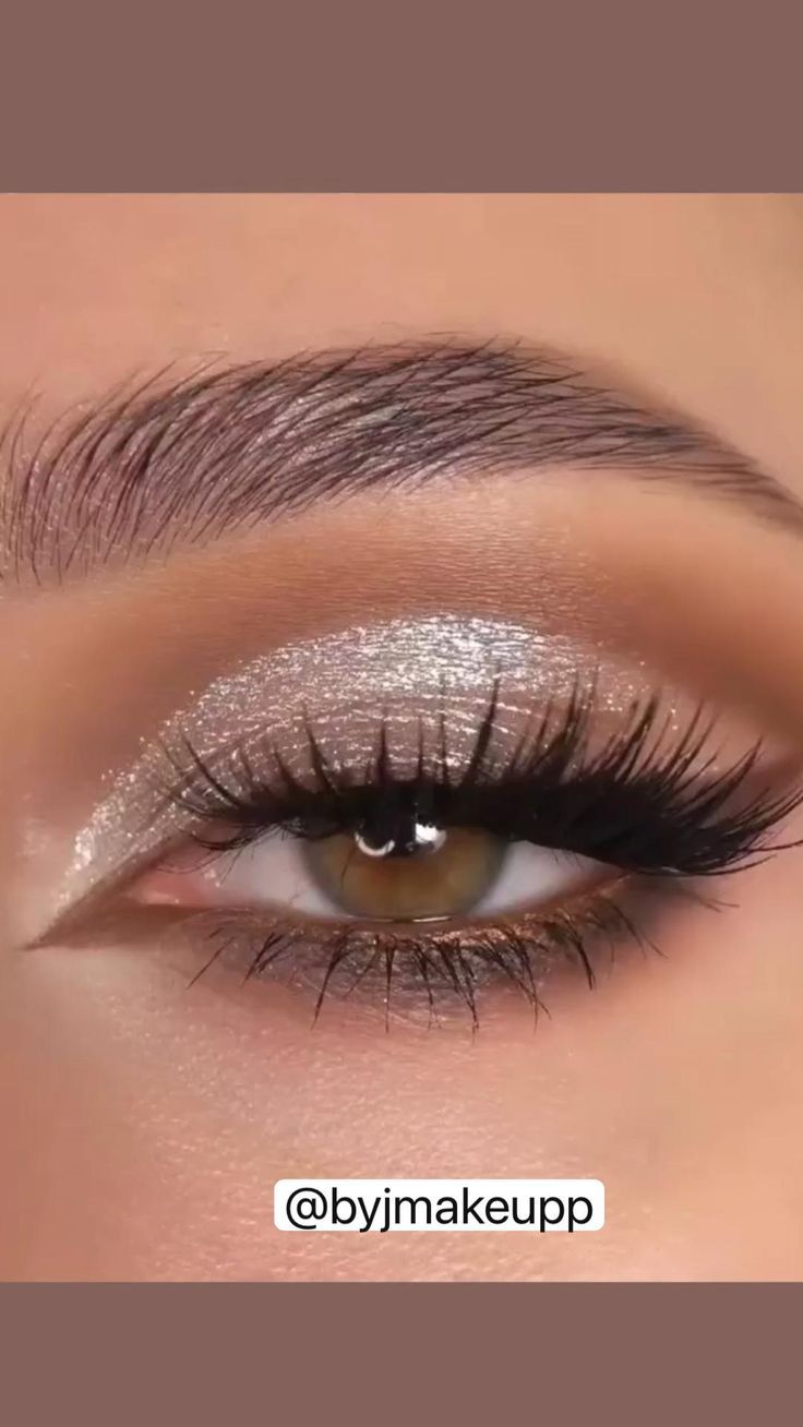 Sparkly Eye Makeup, Prom Makeup For Brown Eyes, Ball Makeup, Silver Eye Makeup, Hazel Eye Makeup, Mekap Mata, Silver Makeup, Sparkly Makeup, Wedding Eye Makeup