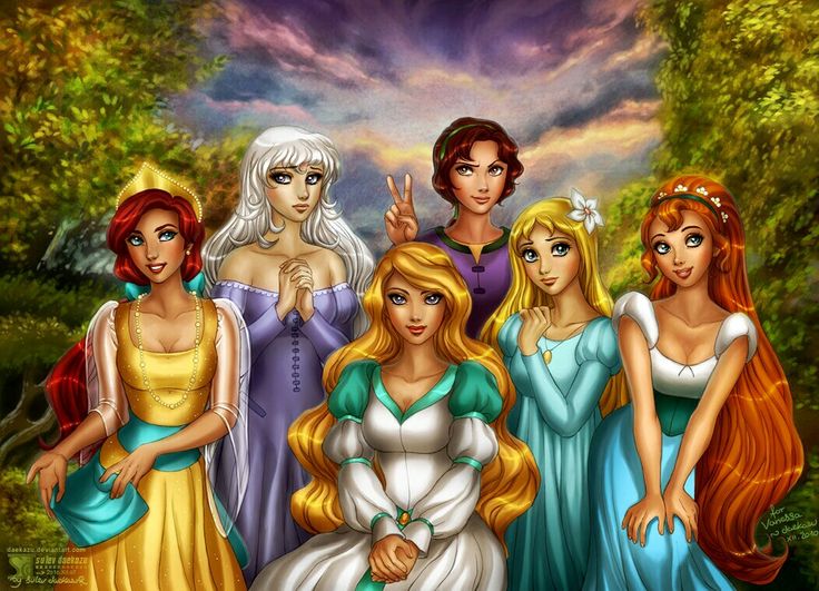 the disney princesses are posing for a photo