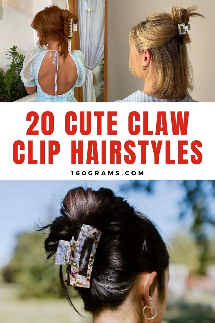 Save this pin for 20 effortlessly chic claw clip hairstyles perfect for any occasion! Elevate your look with these trendy styles. #ClawClipHairstyles #FashionBlog #HairInspo Hair Clip Aesthetic 90s, Quick Cute Hairstyles Claw Clip, Ways To Do Hair With Claw Clip, Hair Half Up With Claw Clip, Beret Clips Hairstyles, Claw Clip Styles For Medium Hair, How To Wear A Hair Clip Long Hair, Hair Up Claw Clip Hairstyle, Messy Bun With Claw Clip Tutorial