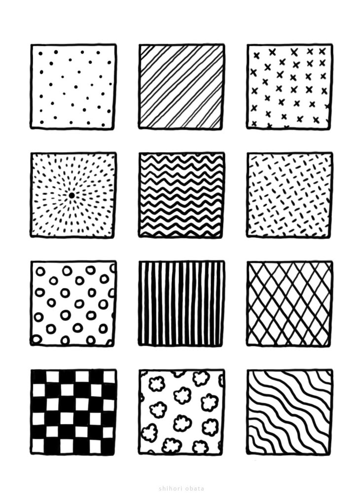 nine different patterns in black and white