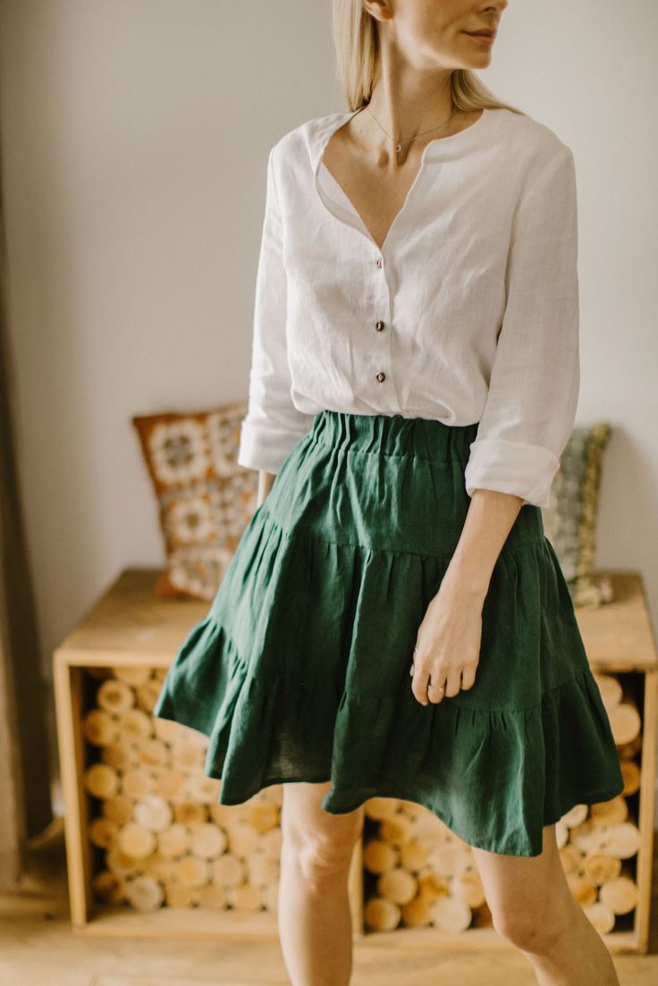 Ever wanted to feel yourself as light as a bird? This absolutely gorgeous linen skirt will bring you wings of freedom of movement and lightness on every step! Organic linen fabric is perfect for summer, it is breathable and ensures air circulation. This linen circle skirt has two deep pockets and elastic waistband. Midi length is perfect for casual wear, for everyday, for work and leisure time. Linen skirt is not ironed thus has natural wrinkles and relaxed look. Please choose one of 25 colors, Relaxed Linen Mini Skirt For Spring, Spring Linen Mini Skirt In Relaxed Fit, Linen Mini Skirt With Relaxed Fit For Spring, Bohemian Linen Skirt For Spring, Spring Bohemian Linen Skirt, Summer Linen Mini Skirt Lined, Casual Linen Mini Skirt For Spring, Summer Linen Mini Skirt With Lining, Casual Linen Mini Skirt