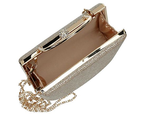 D Margeaux Women s Evening Bag Take your evening look to a new level with the D Margeaux women s evening Bag. This dazzling design features a magnetic snap closure to secure your belongings and convenient carry handle. An interior pocket has room for anything that needs to be safely stored away for the night. Synthetic material Magnetic snap closure Interior pocket Shoulder strap Elegant Evening Box Bag With Magnetic Closure, Elegant Clutch With Fold Over Clasp For Party, Elegant Party Clutch With Fold Over Clasp, Formal Rectangular Bag With Hinge Closure, Elegant Party Shoulder Bag With Fold Over Clasp, Elegant Gold Bags With Fold Over Clasp, Party Bags With Fold Over Clasp And Top Handle, Party Bags With Magnetic Closure And Top Handle, Formal Top Handle Clutch With Magnetic Closure