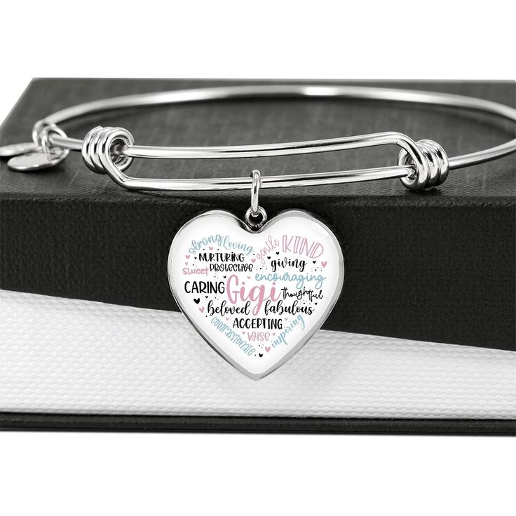 Gigi heart bangle bracelet with option engraving. The perfect gift for Gigi on Mothers Day, Christmas, Birthdays, or just because. Purchase This Best-seller and We Guarantee It Will Exceed Your Highest Expectations! This Jewelry Item Is the Perfect Keepsake! Whether for Yourself or a Loved One. ➜ If the custom engraving option is available, engrave onto the back of the pendant your loved one's name, your wedding date, an anniversary, or anything else you want to remember and keep you close to he Heart Bangle Bracelet, High Expectations, Heart Pendant Gold, Silver Heart Pendant, Silver Bangle, Wedding Date, Pendant Silver, Silver Bangles, Gold Bangles