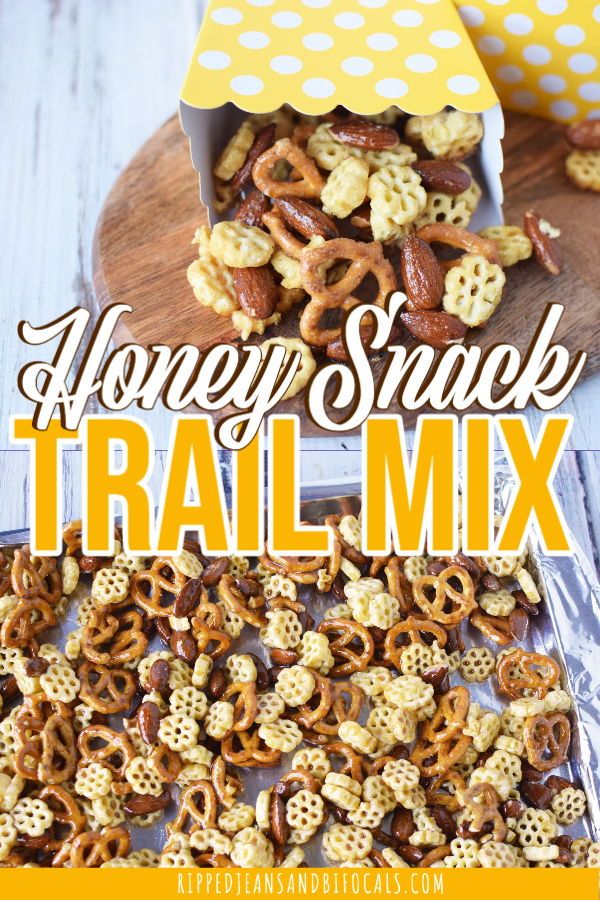 honey snack trail mix with the title overlay