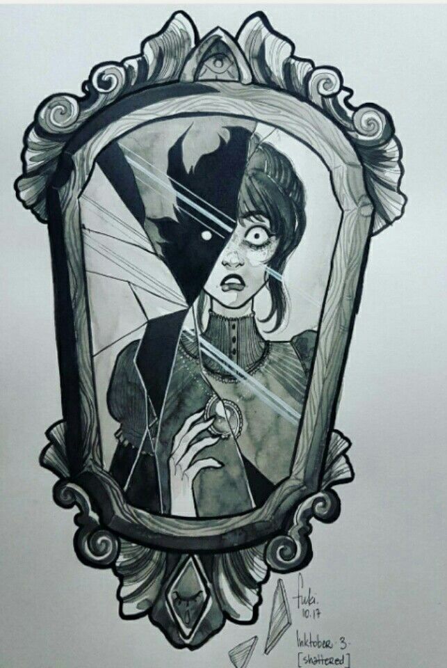 Mirror Drawings, Arte Doodle, Creepy Drawings, 동화 삽화, Soyut Sanat Tabloları, Dark Art Drawings, Arte Inspo, Creepy Art, Art And Illustration