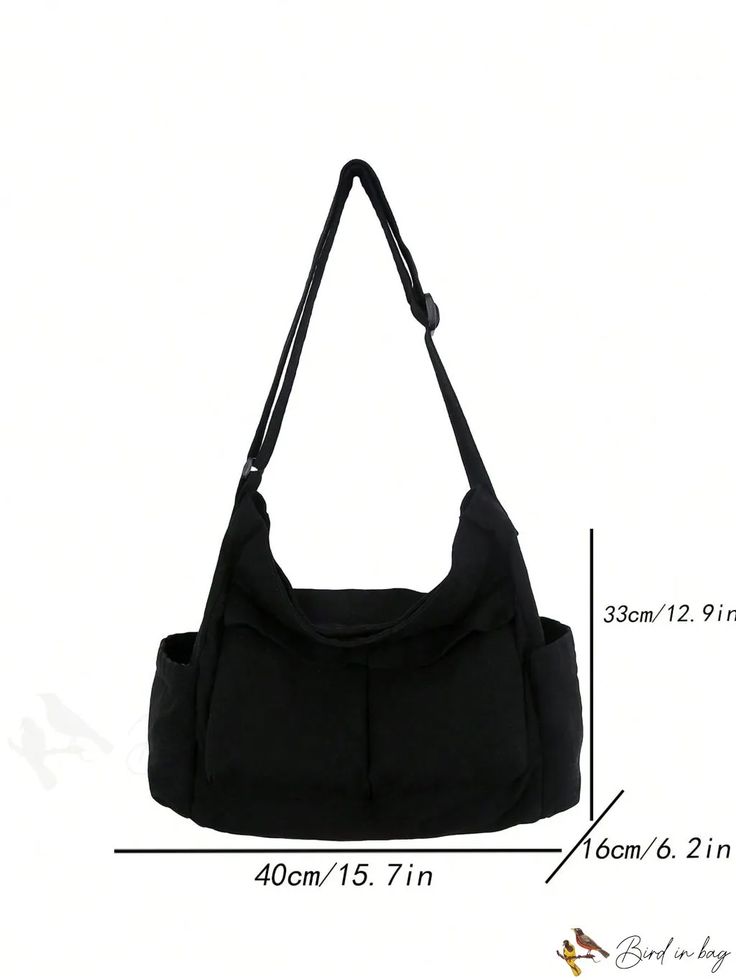 BirdinBag - Black Minimalist Multi-Pocket Oversized Hobo Bag Trendy Hobo Bag With Pockets For On-the-go, Versatile Hobo Bag With Pockets For On-the-go, Black Hobo Bag With Pockets For On-the-go, Black Canvas Crossbody Bag With Zipper Pocket, Casual Bags With Flat Pocket For On-the-go, Black Satchel Shoulder Bag With Pockets, On-the-go Shoulder Bag With Multiple Pockets, Black Shoulder Bag With Pockets For Daily Use, Everyday Double Handle Hobo Bag With Pockets