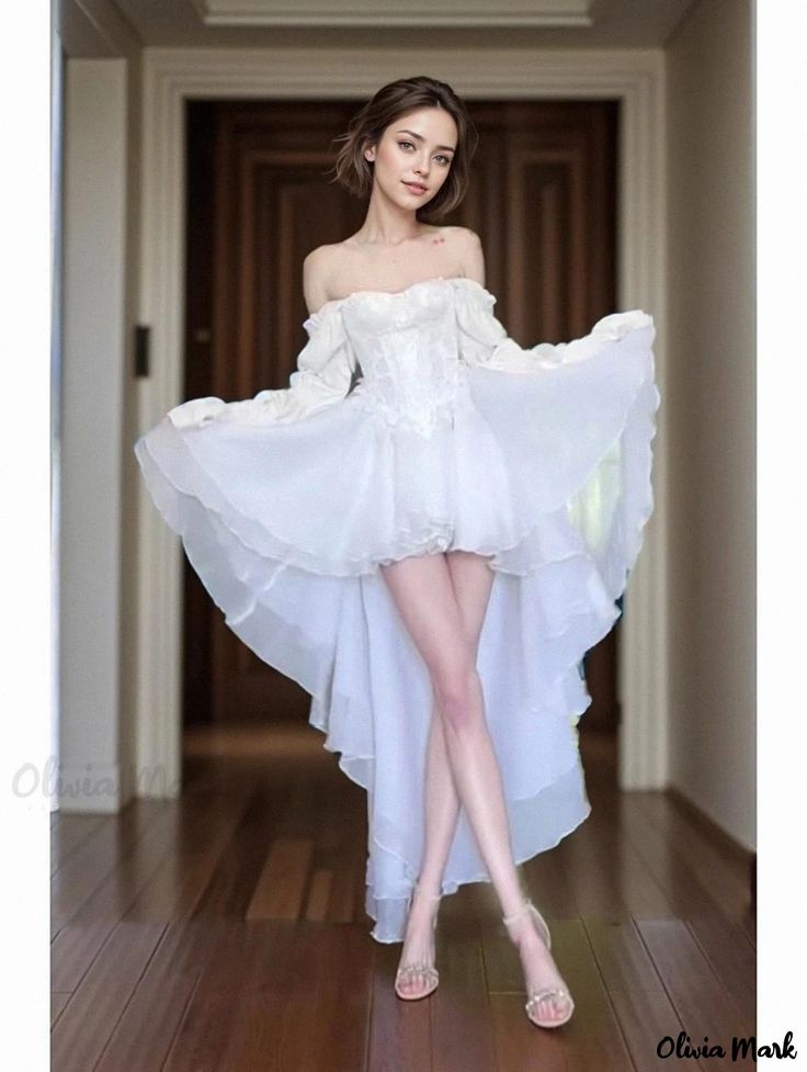 Olivia Mark - Elegant and Sophisticated White Strapless Dress - Exquisite, Charming, and Sensual Flowy Princess Dress, White Tube Top Dress, Fairy Princess Dress, White Off Shoulder Dress, White Tube Top, Aesthetic Core, Dress Fairy, Coquette Style, White Strapless Dress