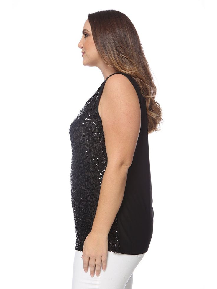 GET YOUR SPARKLE ON. This top is embellished with sequins in the front while keeping it simple in the back. This gives you the perfect amount of drama on an elegant top. NOT YOUR AVERAGE BASIC TANK. Besides the shine and sparkle this blouse gives you. it also features a sexy back with a slight stretch that is breathable and comfortable. It will keep you cool and you will never feel restricted to move all day long. READY TO PLAY. Rock this amazing top to concerts. holiday parties. friendsgiving. new years eve party. or a special romantic dinner date. Also ideal for dressy casual setting such as family gatherings. weekend trip. and so much more. Plus size available from large to XX-Large. Please refer to the size chart in the images for help when choosing a size. If you have any questions re Sequin Tank Top, Trumpet Sleeve, Keeping It Simple, Sequin Tank, Tie Front Blouse, Skirt Belt, Sequin Tank Tops, Plus Size Top, Ready To Play