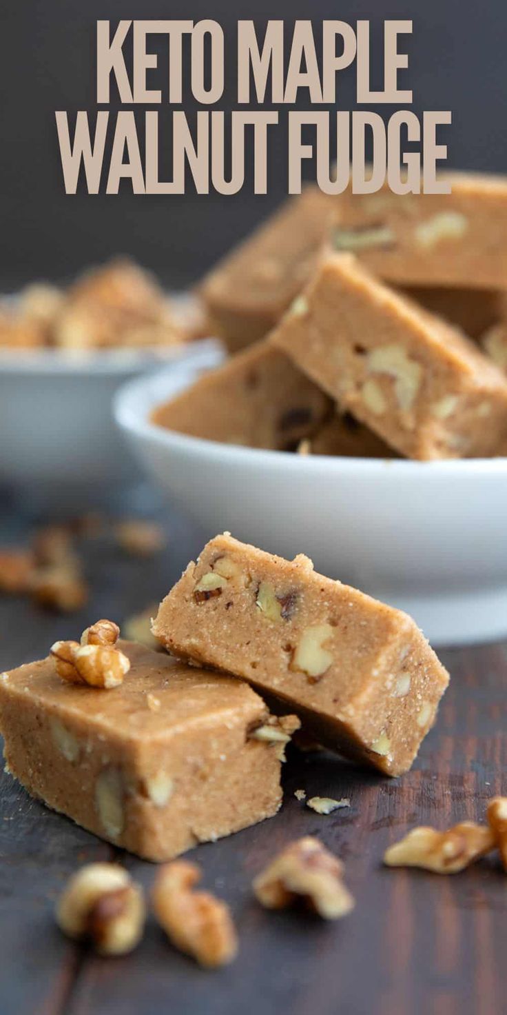 keto maple walnut fudge on a table