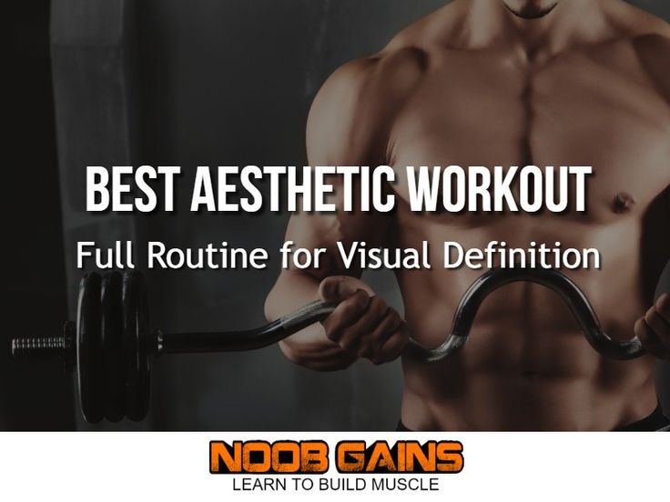 a man holding a barbell with the words best aesthetic workout full routine for visual definition